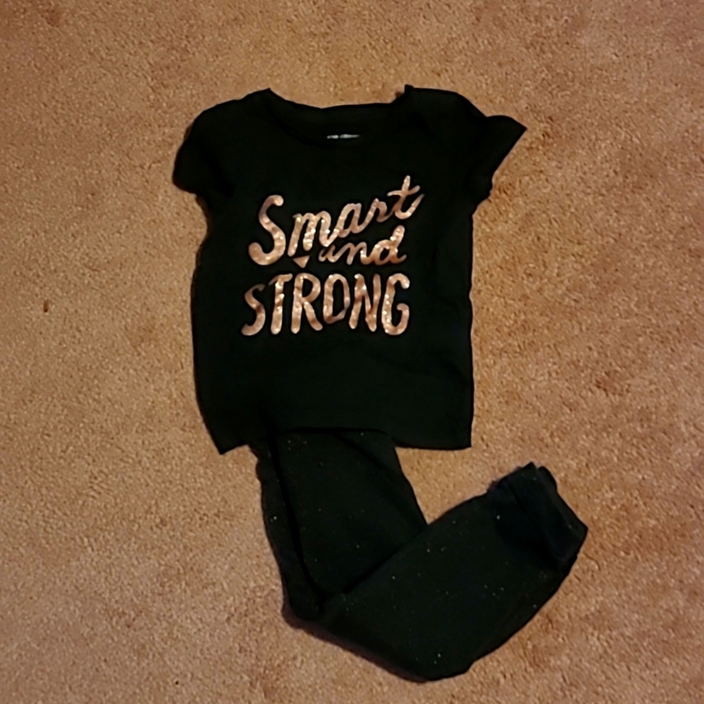 3T Black Glitter Girls Minimalist Outfit Set